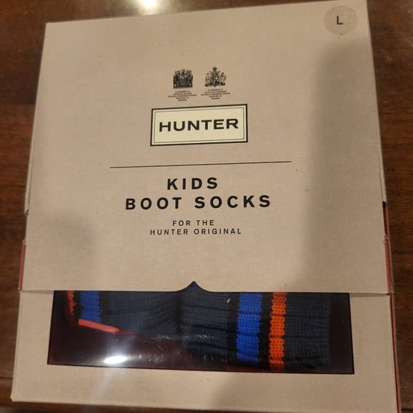 Hunter Stripe KnitKids Boot Socks Ocean Azure Scallop Size Large New In Box - Picture 4 of 4